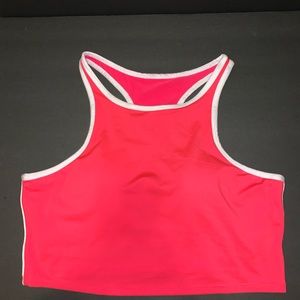 Fabletics Hot Pink White Cropped Sports Bra Sz L